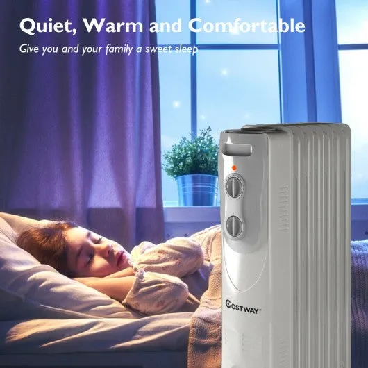 1500W Portable Oil-Filled Radiator Heater w/Adjustable Thermostat