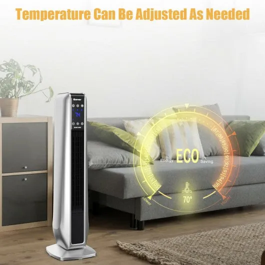 1500W Portable Oscillating Space Heater with Remote Control-Silver