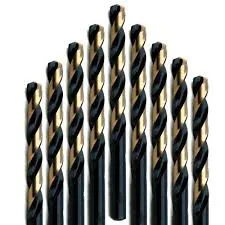 #16 Wire Size Jobber Length Drill Bit - Black and Gold - Split Point - 12 Pack