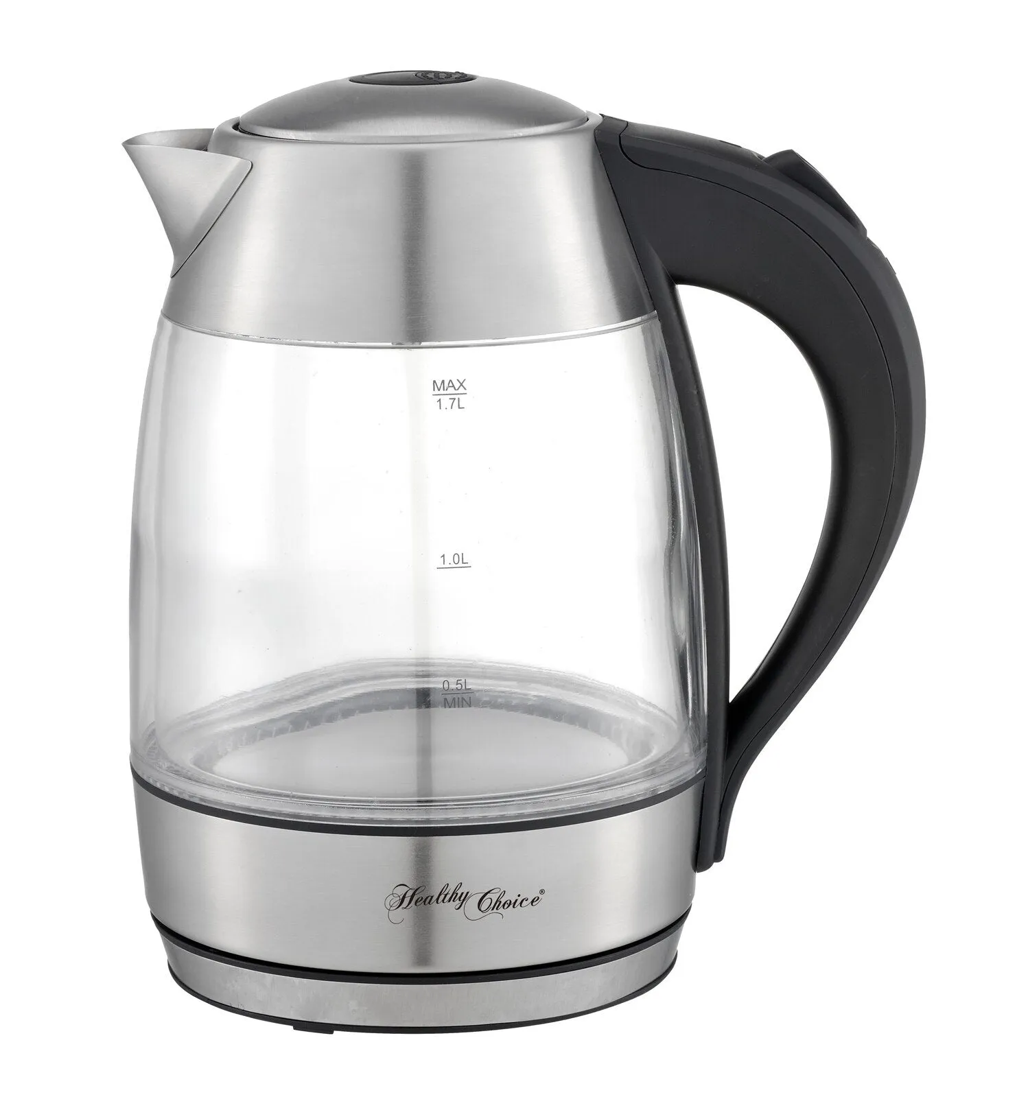 1.7L Double Wall Glass Kettle, LED, Auto-Off, 360° Base