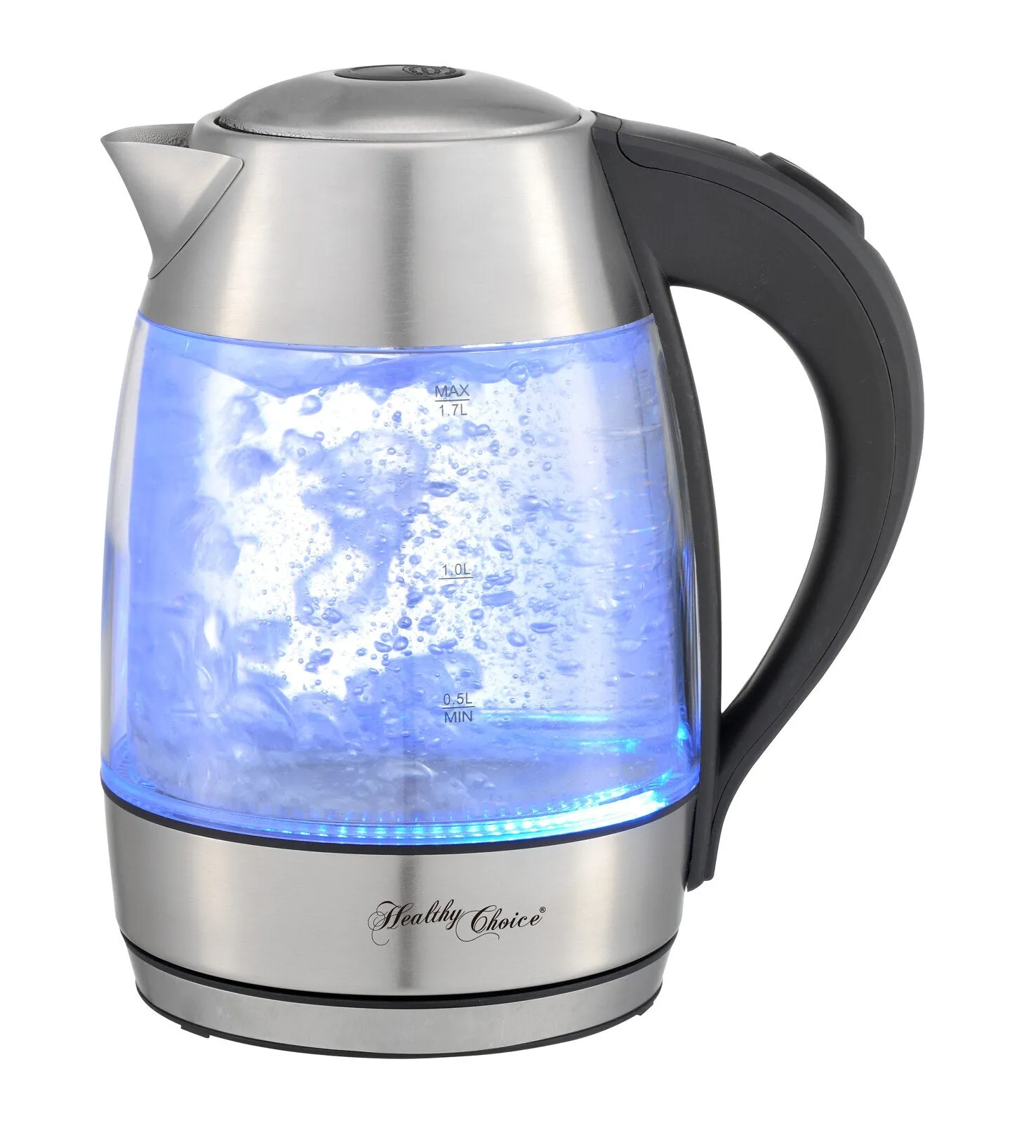 1.7L Double Wall Glass Kettle, LED, Auto-Off, 360° Base