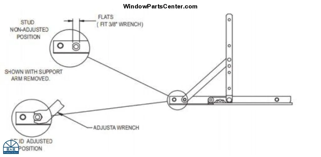 190 Wrench for Adjustable Hinge Tracks 31887 14 Series Casement Hinges- Truth Hardware Wrench For Adjustable Hinge Studs