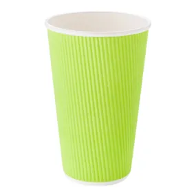 20 oz Eco Green Paper Coffee Cup - Ripple Wall - 3 1/2" x 3 1/2" x 6 1/4" - 250 count box