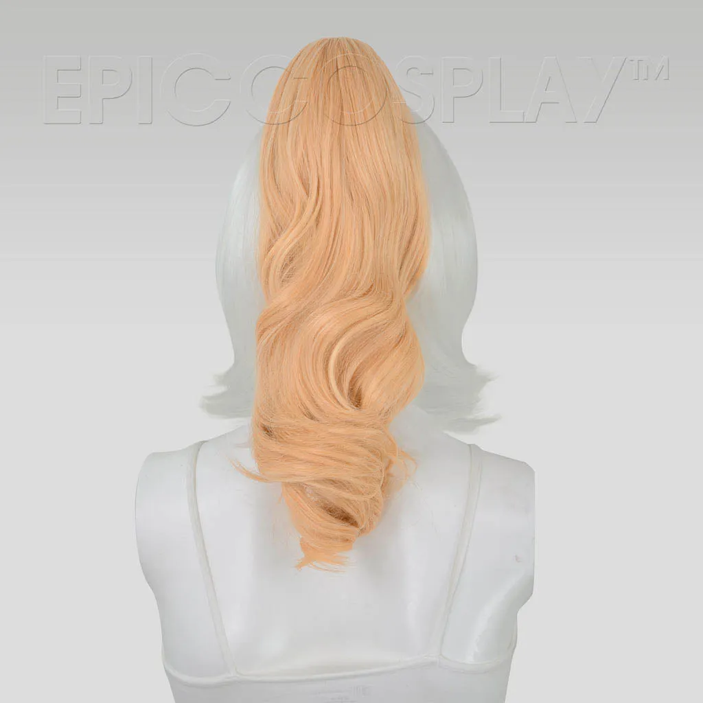 20" Peach Blonde Wavy Curly Ponytail Clipon