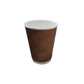 240ml Disposable Ripple Coffee Cup Brown 25pack