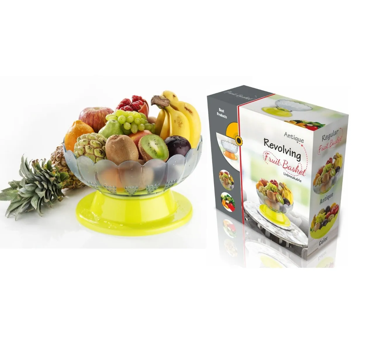 2459 Absolute Plastic Round Revolving Fruit and Vegetable Bowl