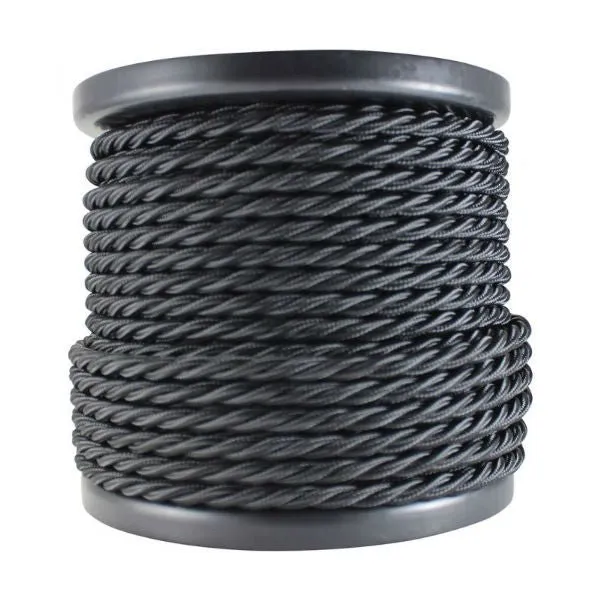 3 Conductor Twisted Black Cloth Covered Cord - 100 ft. Spool