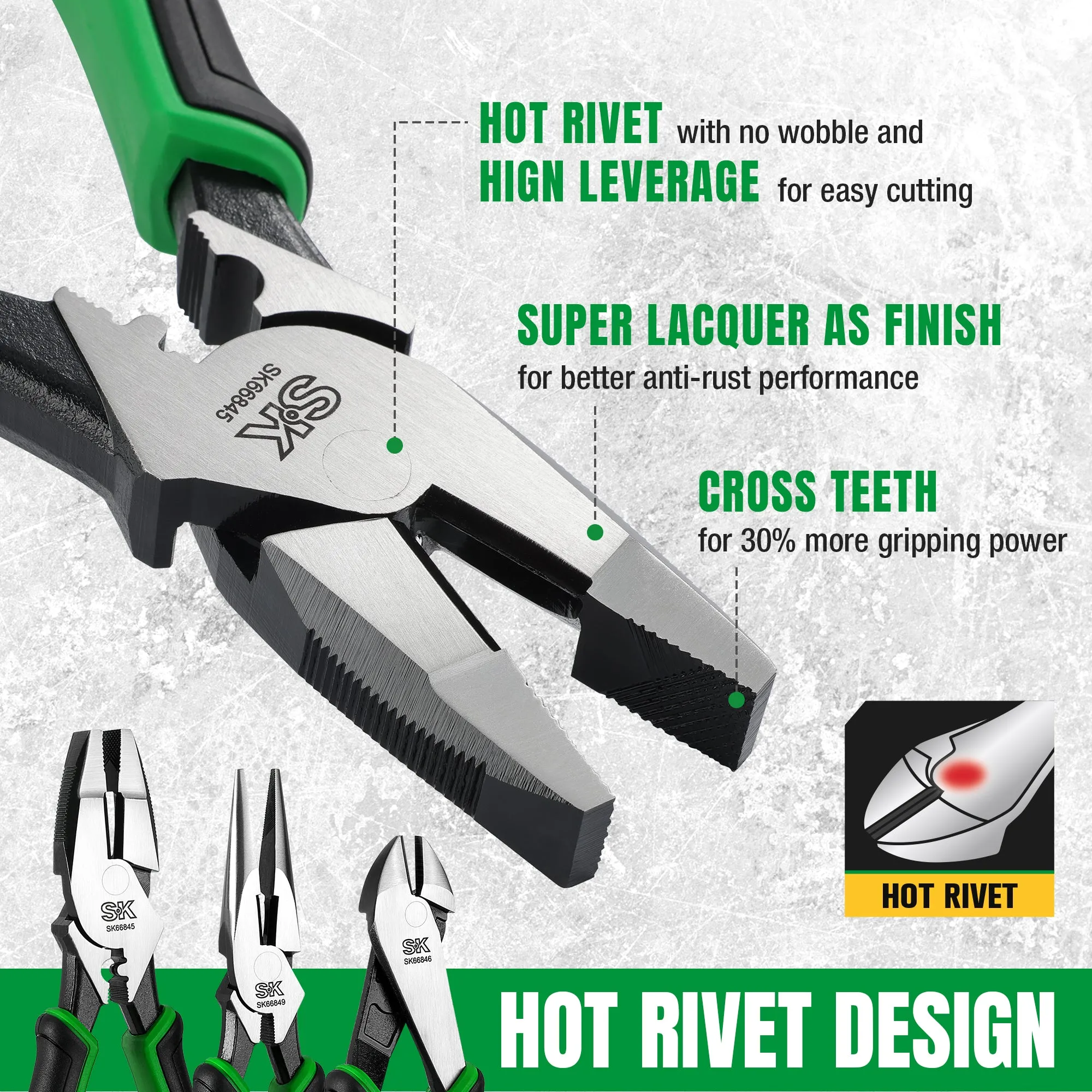 5 Piece Dual-Material Multi-Purpose Pliers Set