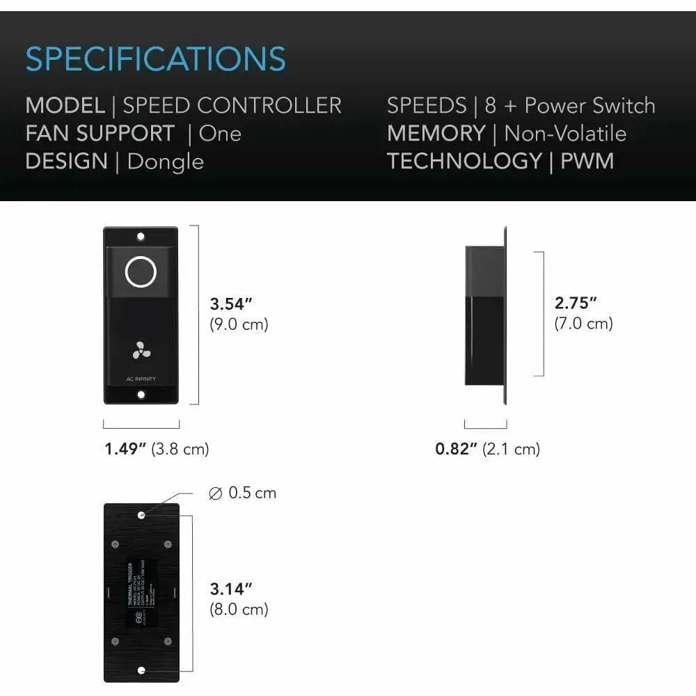 AC Infinity CLOUDLINE S8 Inline Duct Fan System with Speed Controller, 8"