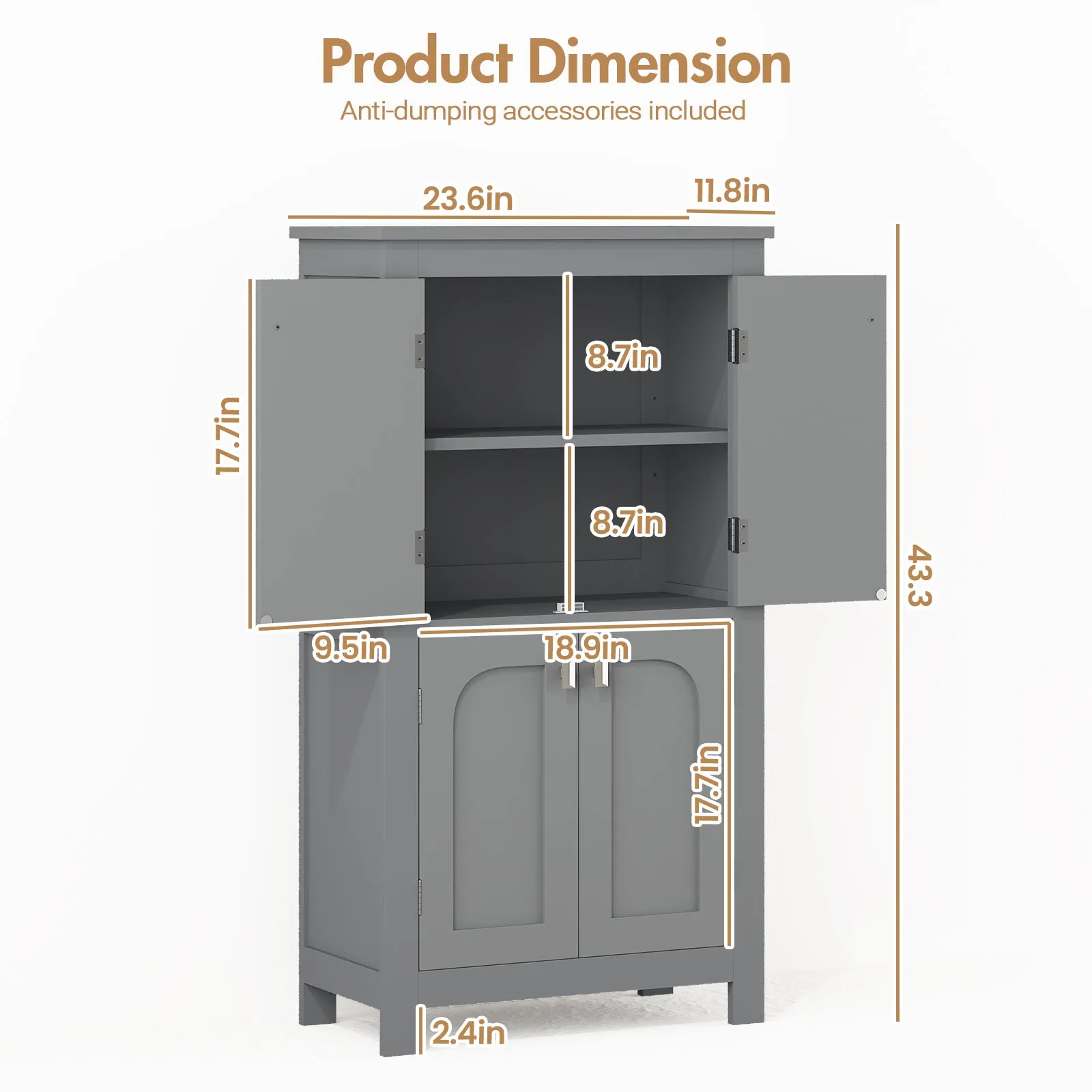 Advwin Storage Cabinet 4 Doors & Adjustable Shelves