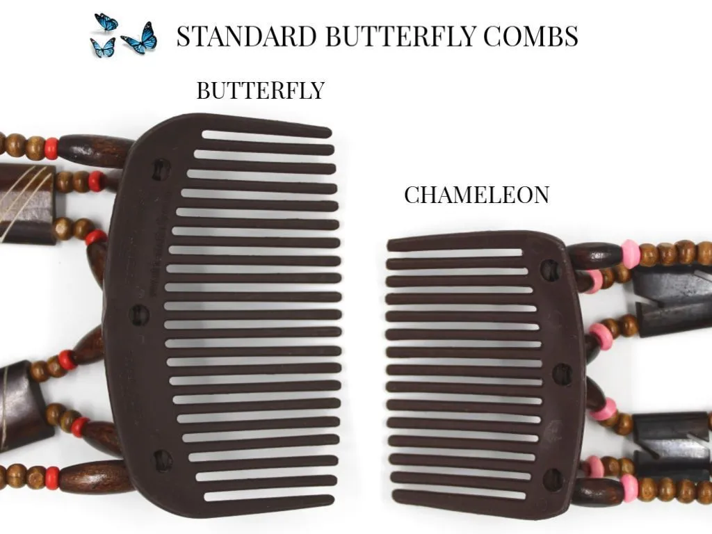 African Butterfly Thick Hair Comb - Dalena Black 111