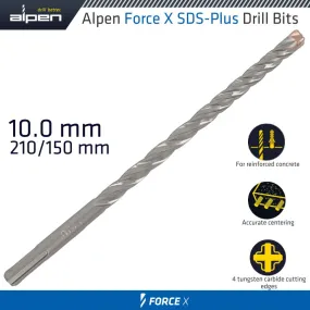 ALPEN FORCE X 10.0 x 210/150  SDS-PLUS DRILL BIT X4 CUTTING EDGES - BULK ALP764010