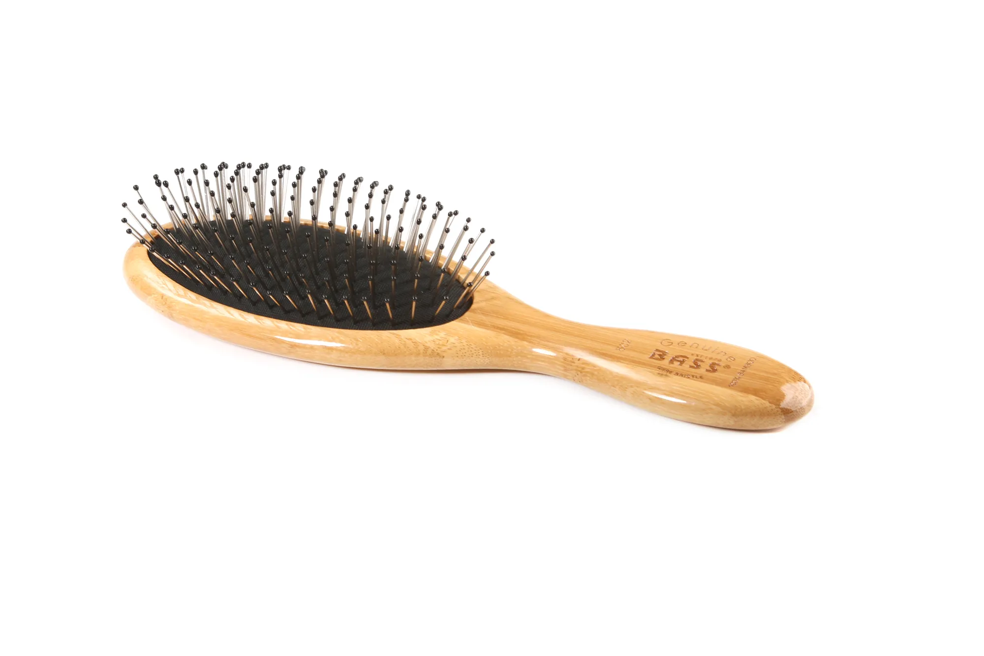 Bass 802 Dark Bamboo Medium Oval Style Hairbursh with Premium Alloy Pins