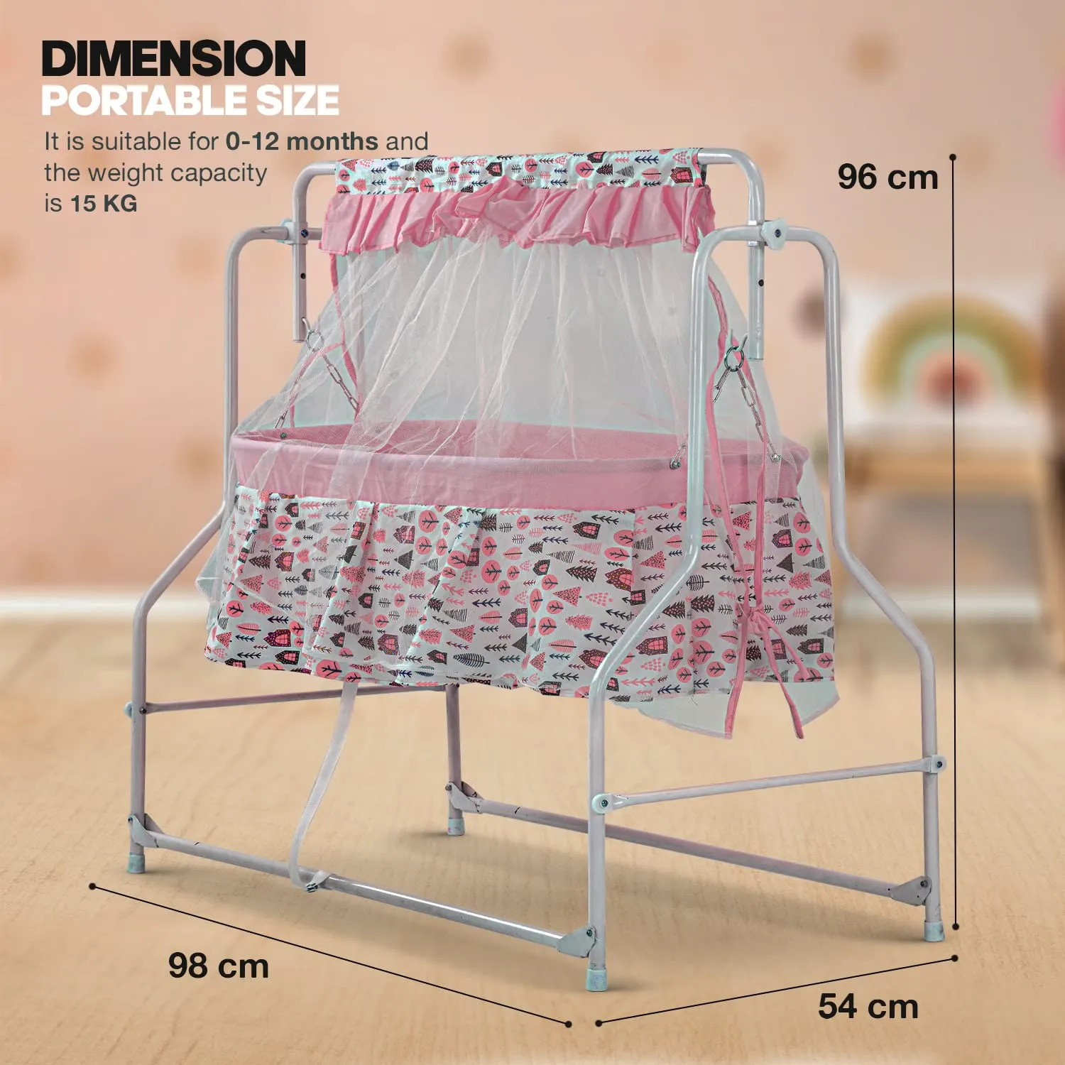 Baybee Bennett New Born Baby Swing Cradle for Baby with Mosquito Net