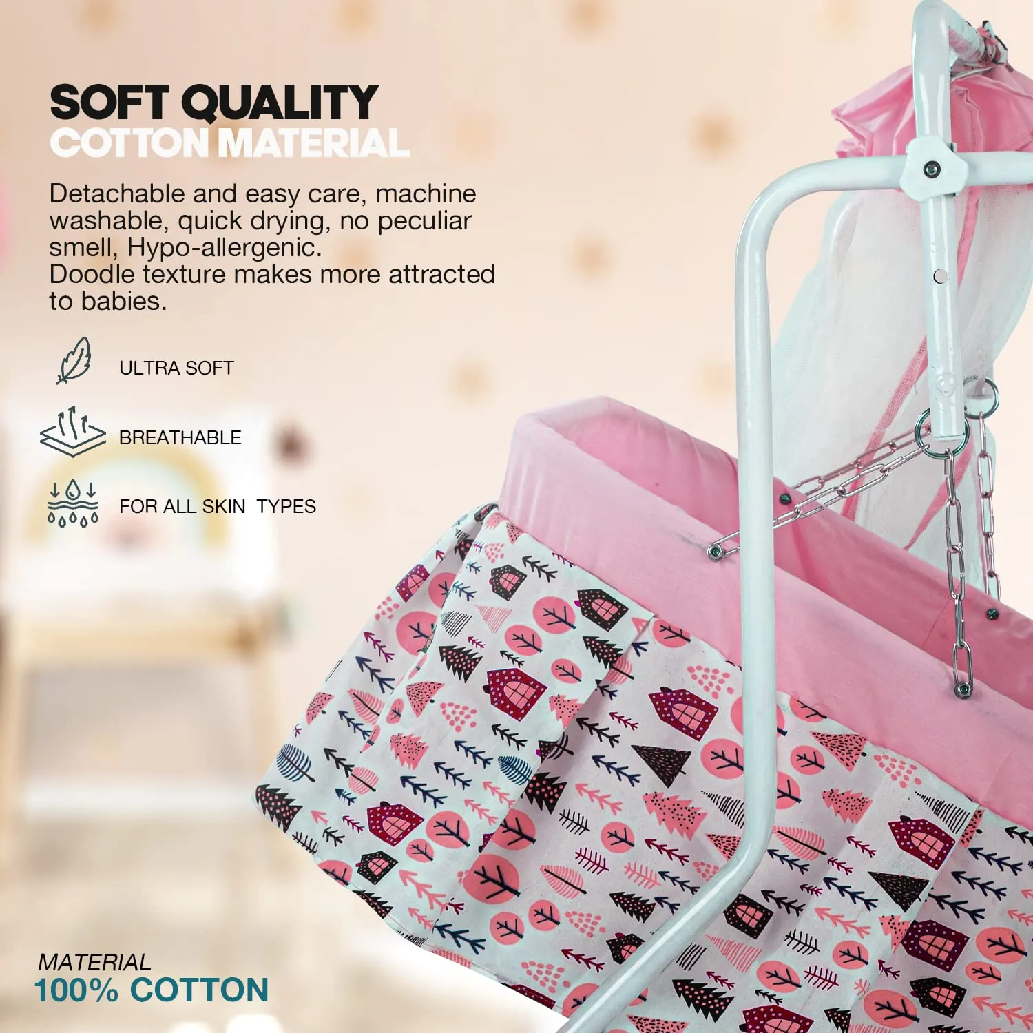 Baybee Bennett New Born Baby Swing Cradle for Baby with Mosquito Net