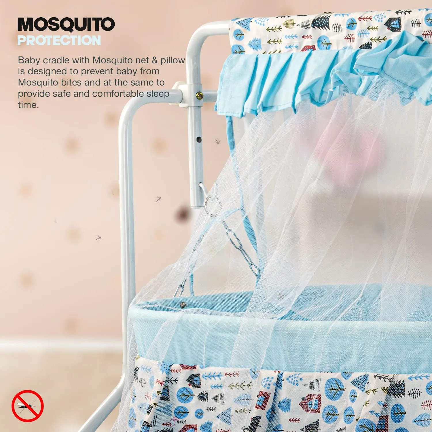 Baybee Bennett New Born Baby Swing Cradle for Baby with Mosquito Net