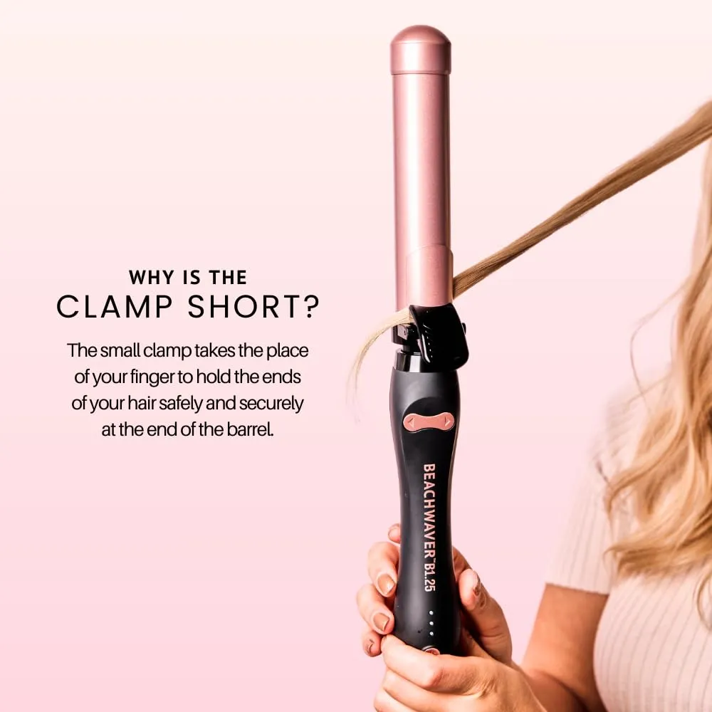 Beachwaver B1 Rotating Curling Iron - Automatic 1 Inch Ceramic Curling Iron - Easy-to-Use Spinning Wand for Long-Lasting Waves - Auto-Shut Off, Travel-Friendly, Dual Voltage (BW160) in Midnight Rose