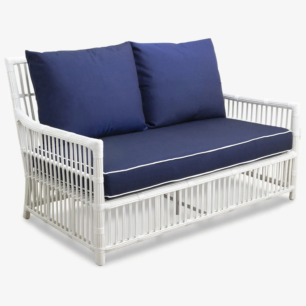 Bermuda Outdoor 2 Seater Sofa (White, Navy Slipcover)