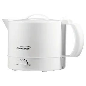 Brentwood 1000W Electric BPA Free Plastic 32 Oz Kettle Tea Pot, White (Open Box)