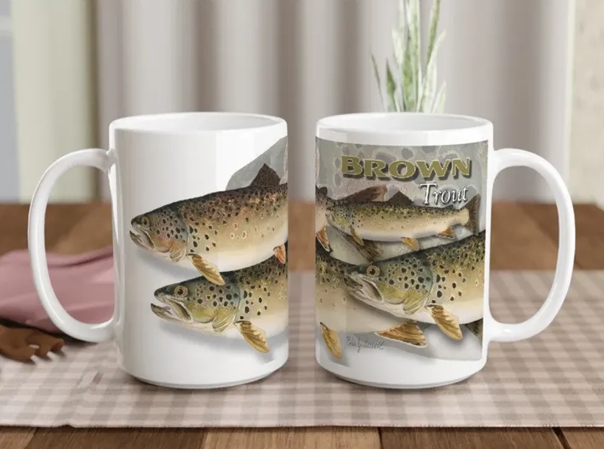 Brown Trout Mug, Fisherman Mug, Trout Fishing Mug, Fish Coffee Mug, Fishing Gifts For Dad, Fishing Mug For Men