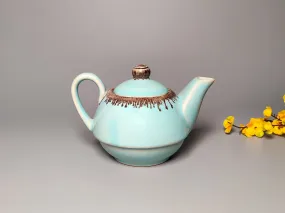 Ceramic Handcrafted Light Blue and Golden Kettle and Cup  Set |  Set of 1