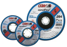 CGW Abrasives Thin Cut-Off Wheel, 6 in Dia, 3/32 in Thick, Hardness Grade S, 36 Grit, 45025