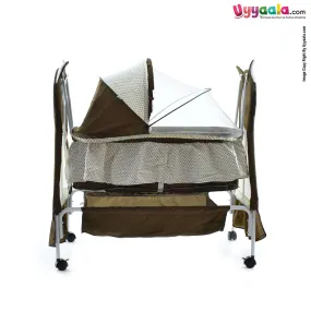 COOL BABY Bear Shape Cradle With Mosquito Protection Net, Storage Space & Wheel Locking System - Brown