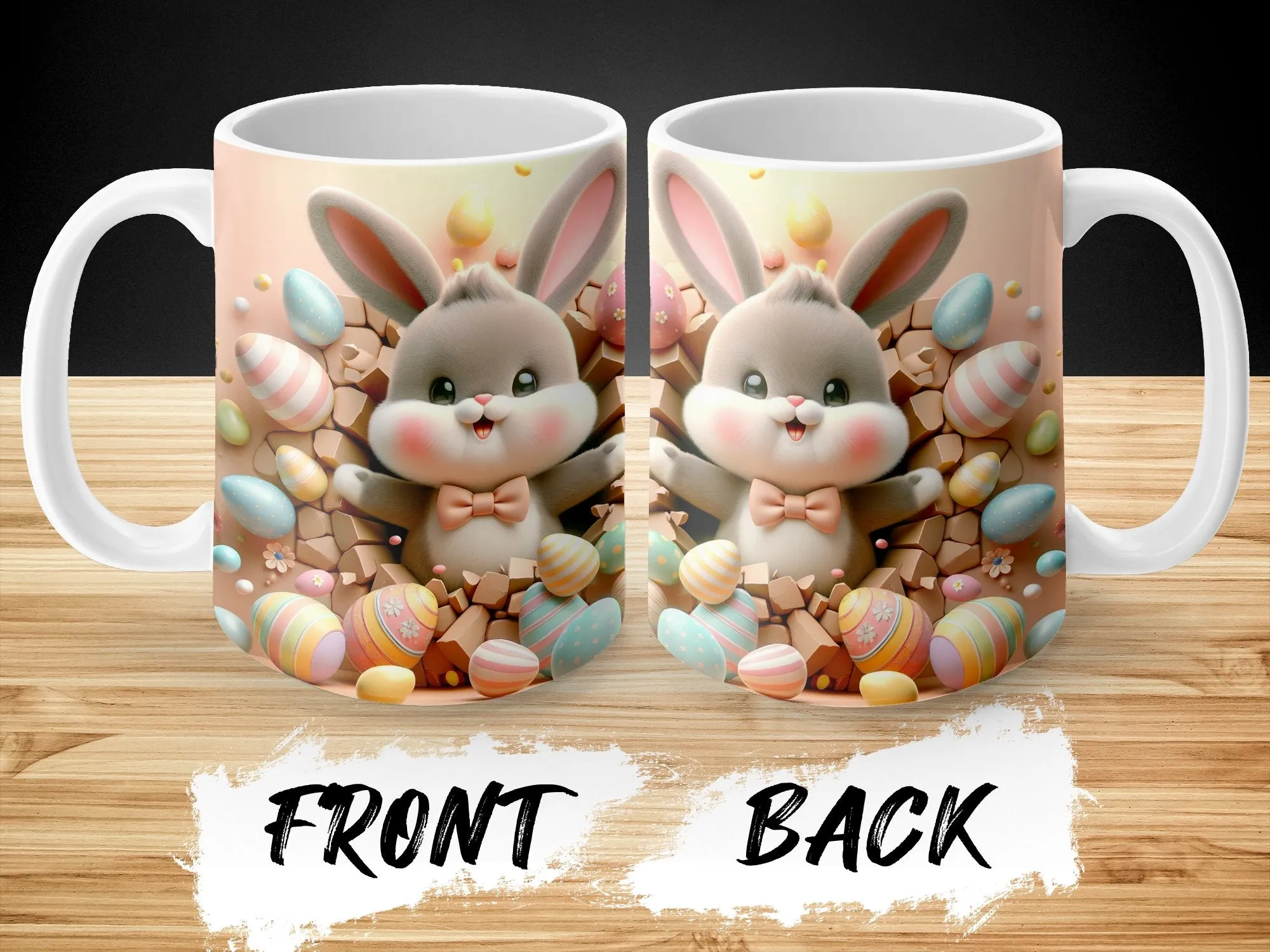 Cute Bunny Easter Mug, Spring Coffee Cup, Pastel Egg Design, Kids Animal Drinkware, Easter Basket Filler, Gift for Children