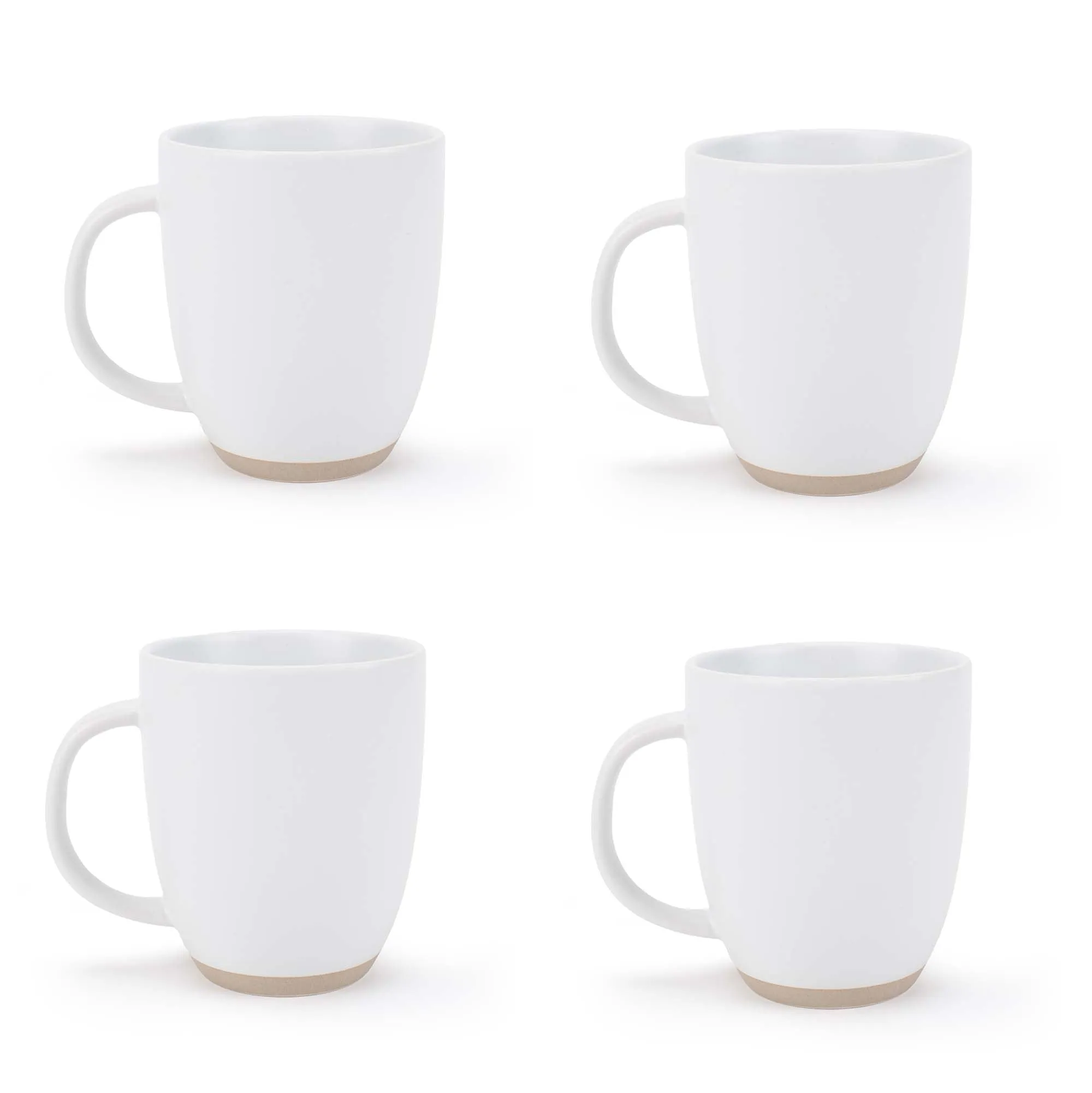 Elanze Designs Raw Clay Bottom White 13 ounce Ceramic Coffee Mugs Set of 4