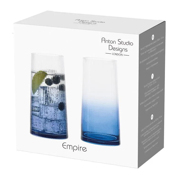 Empire Blue Double Old Fashioned Tumblers Set of 2