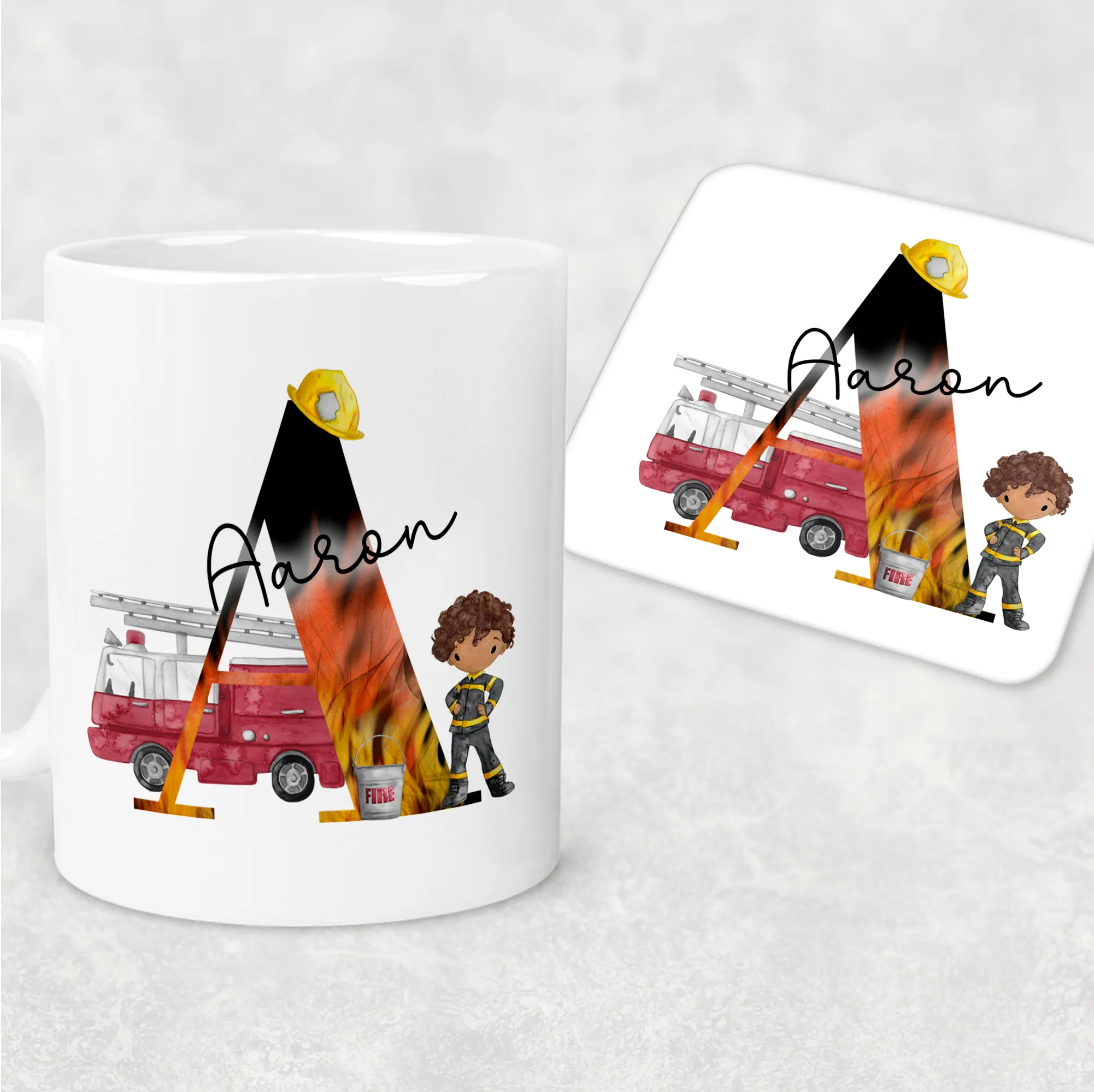 Firefighter Alphabet Mug & Coaster