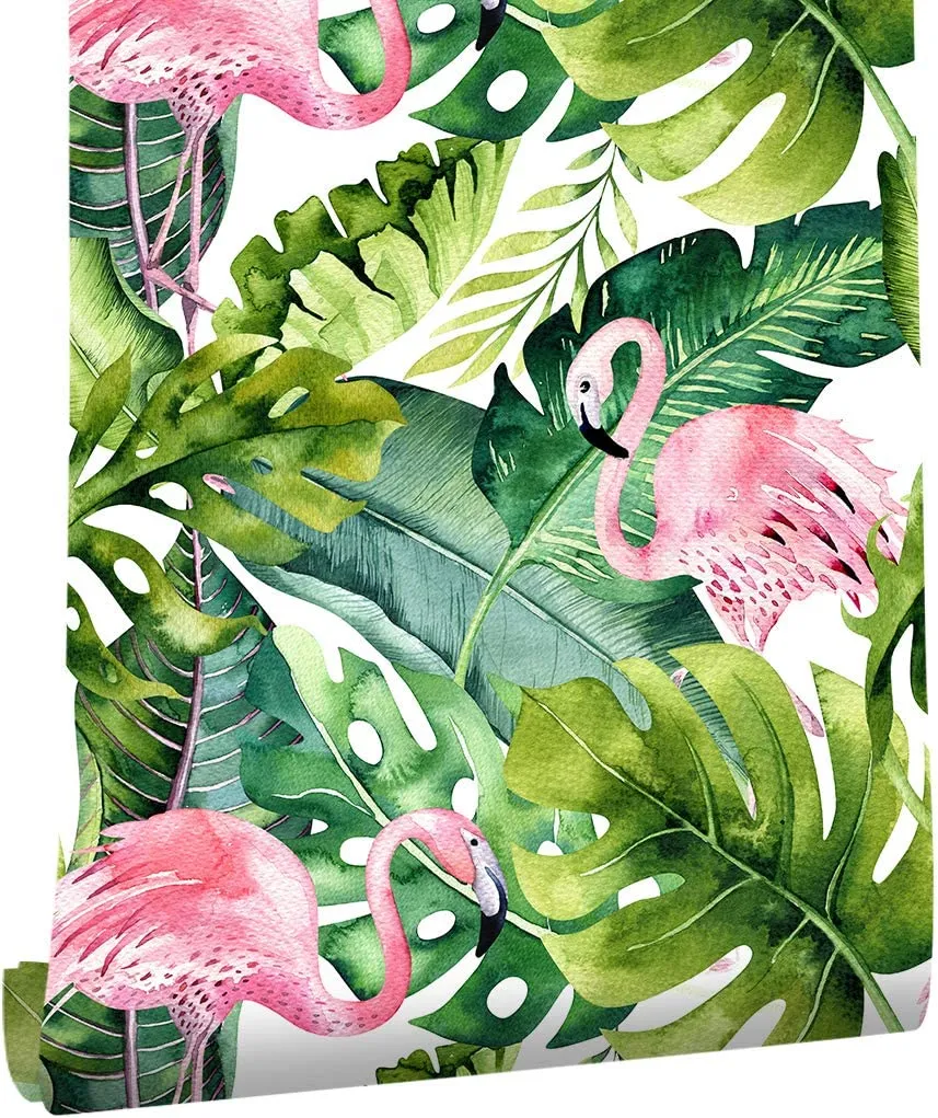 Flamingo TropicalWallpaper  Self Adhesive  17.7in x 9.8ft