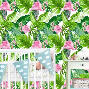 Flamingo TropicalWallpaper  Self Adhesive  17.7in x 9.8ft