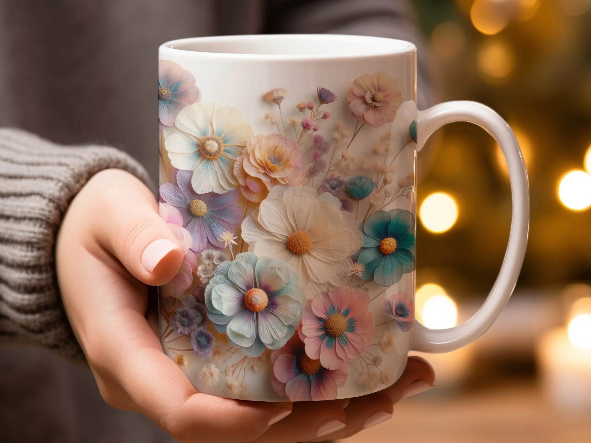 Floral Mug, Flower Bouquet Coffee Cup, Botanical Garden Mug, Blossom Drinkware