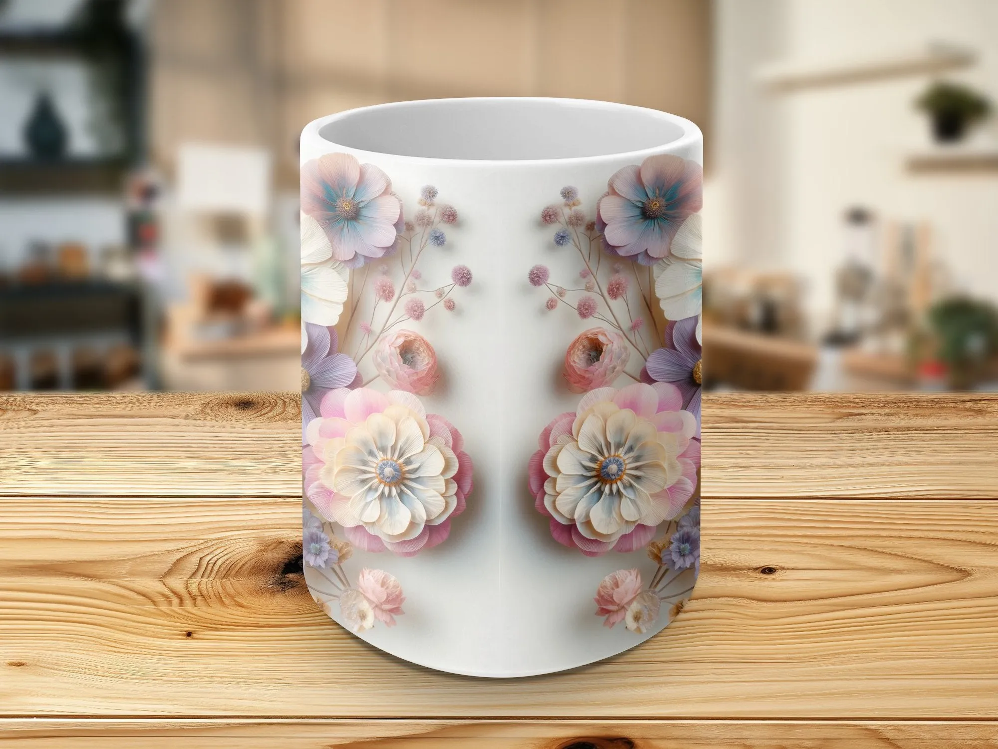 Floral Mug, Flower Bouquet Coffee Cup, Botanical Garden Mug, Blossom Drinkware