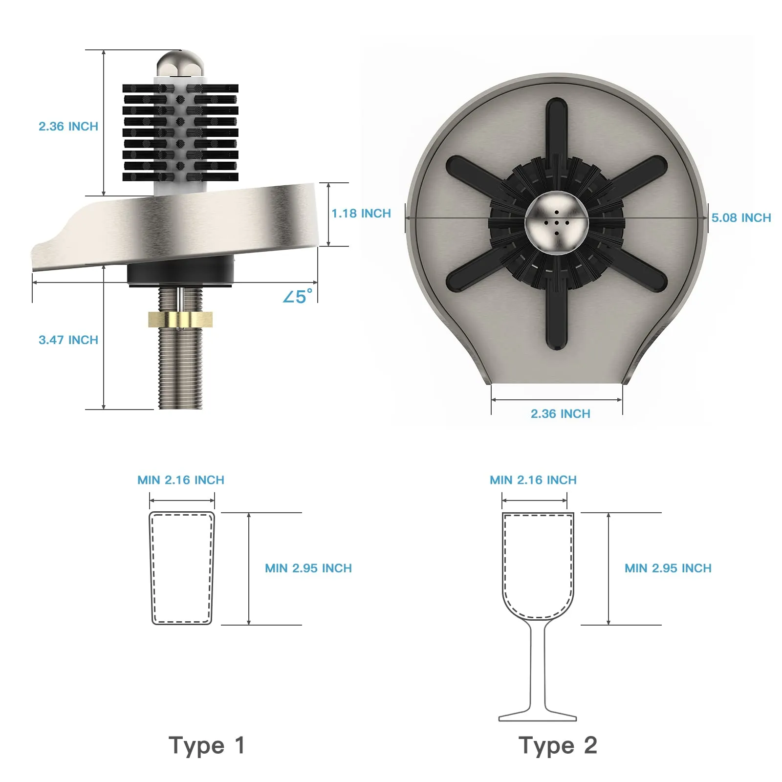 GARVEE Stainless Steel Glass Rinser Brushed Nickel