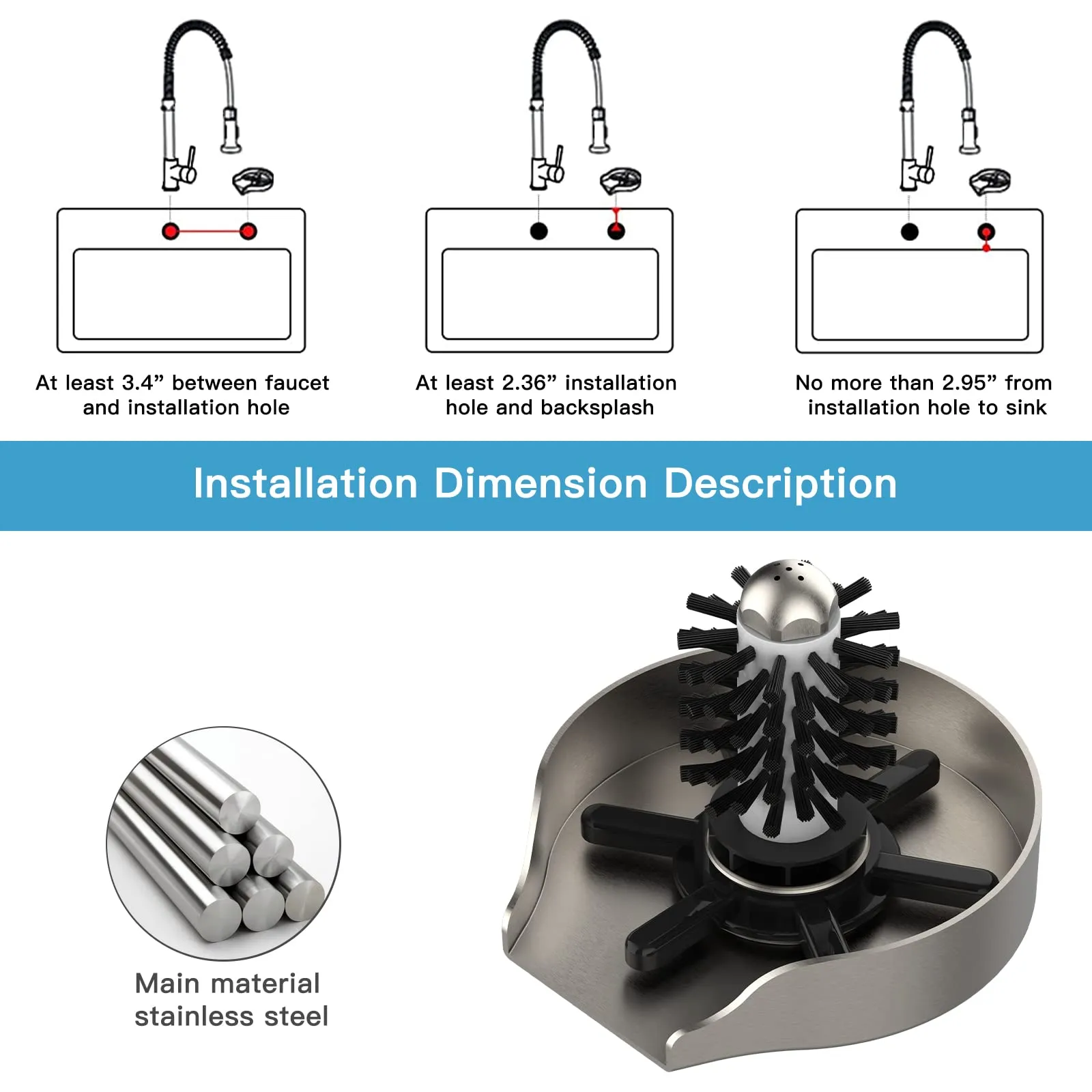 GARVEE Stainless Steel Glass Rinser Brushed Nickel