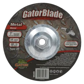 GatorBlade 9649 Cut-Off Wheel, 7 in Dia, 1/4 in Thick, 5/8-11 in Arbor, 24 Grit, Silicone Carbide Abrasive :EA: QUANTITY: 1