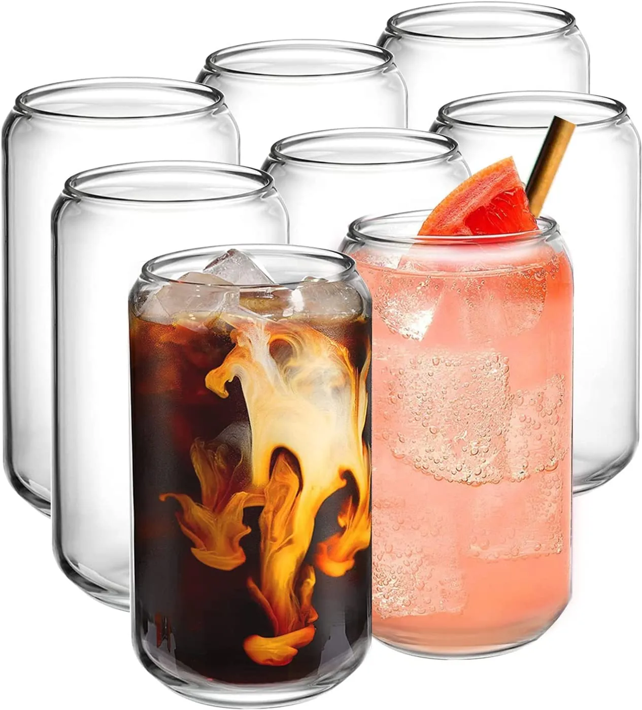 Glass Cups with Lids and Straws 4pcs Set-16oz