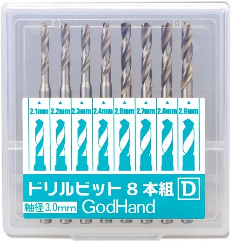 GodHand Drill Bit Set D of 8 2.1mm-2.9mm GH-DB-8D