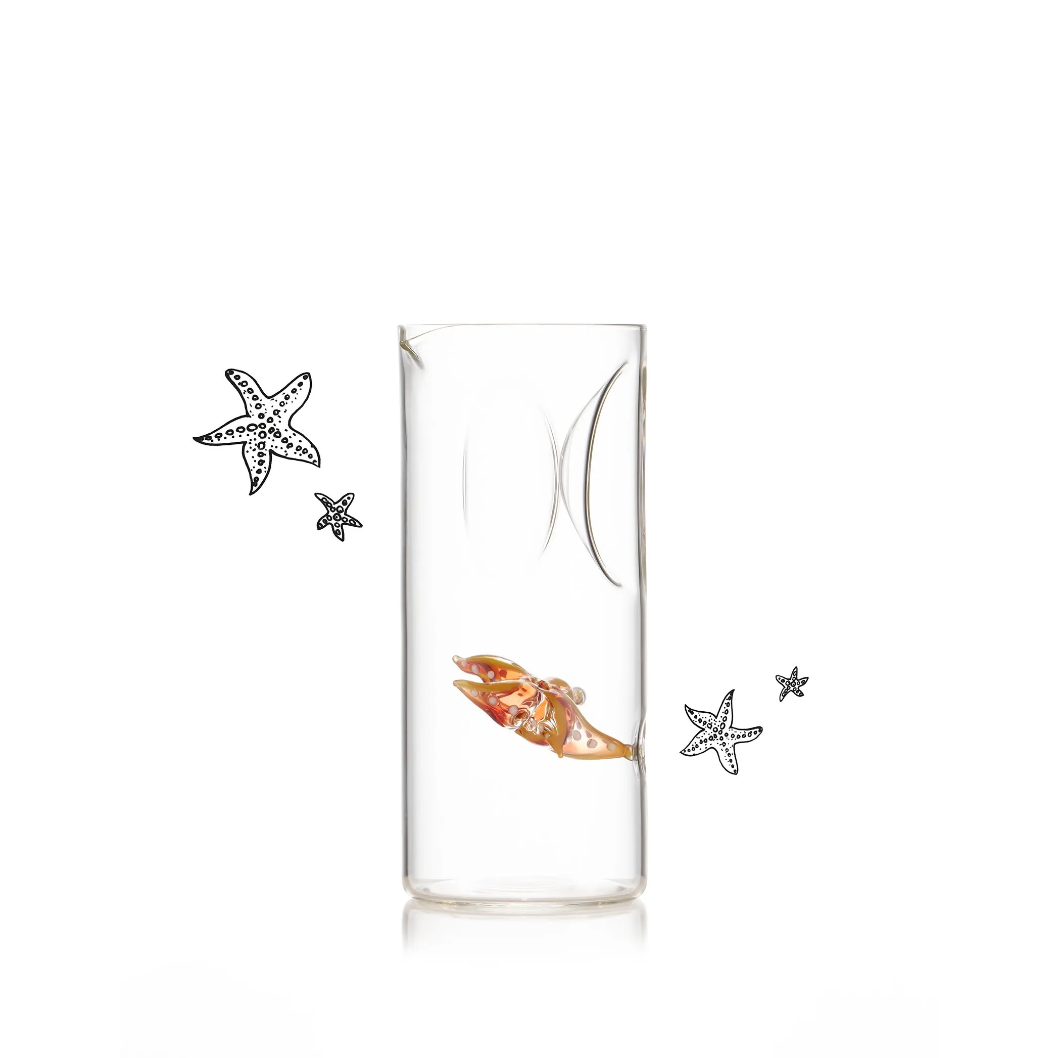 Handblown Glass Star Fish Carafe, 21.5cm