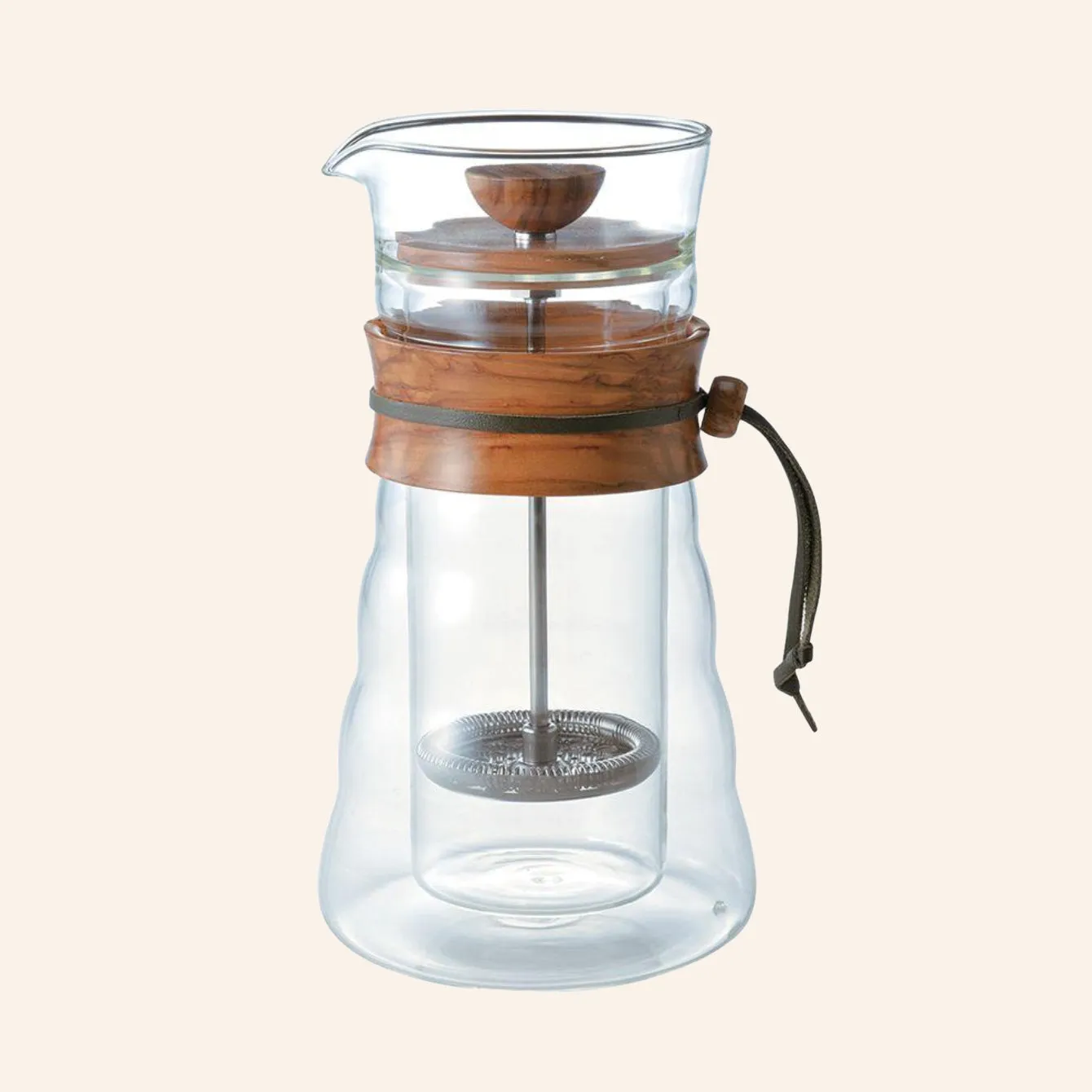 Hario Double Wall Cafe Press Olive Wood 400ml