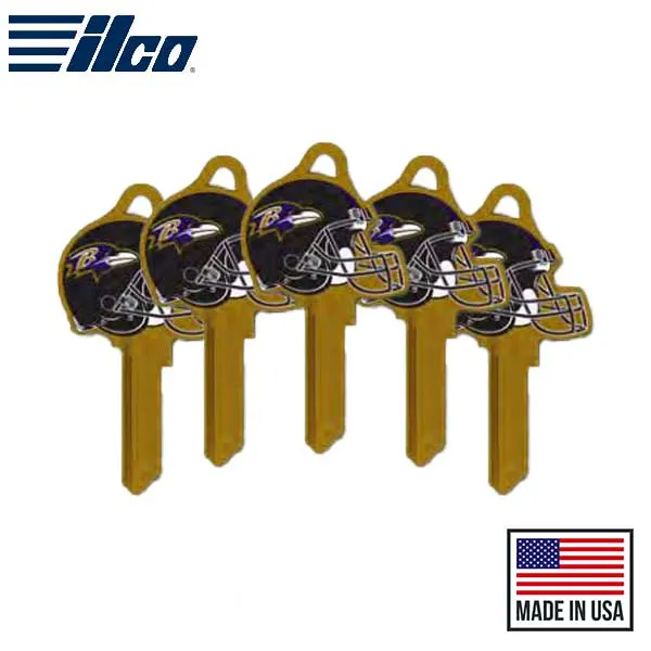 Ilco - NFL TeamKeys - Helmet Edition - Key Blank - Baltimore Ravens - SC1 (5 Pack)