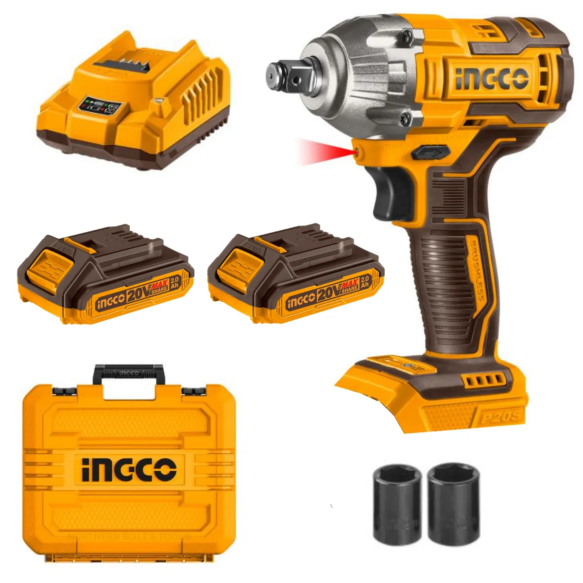 Ingco Cordless Impact Wrench 300Nm 20V