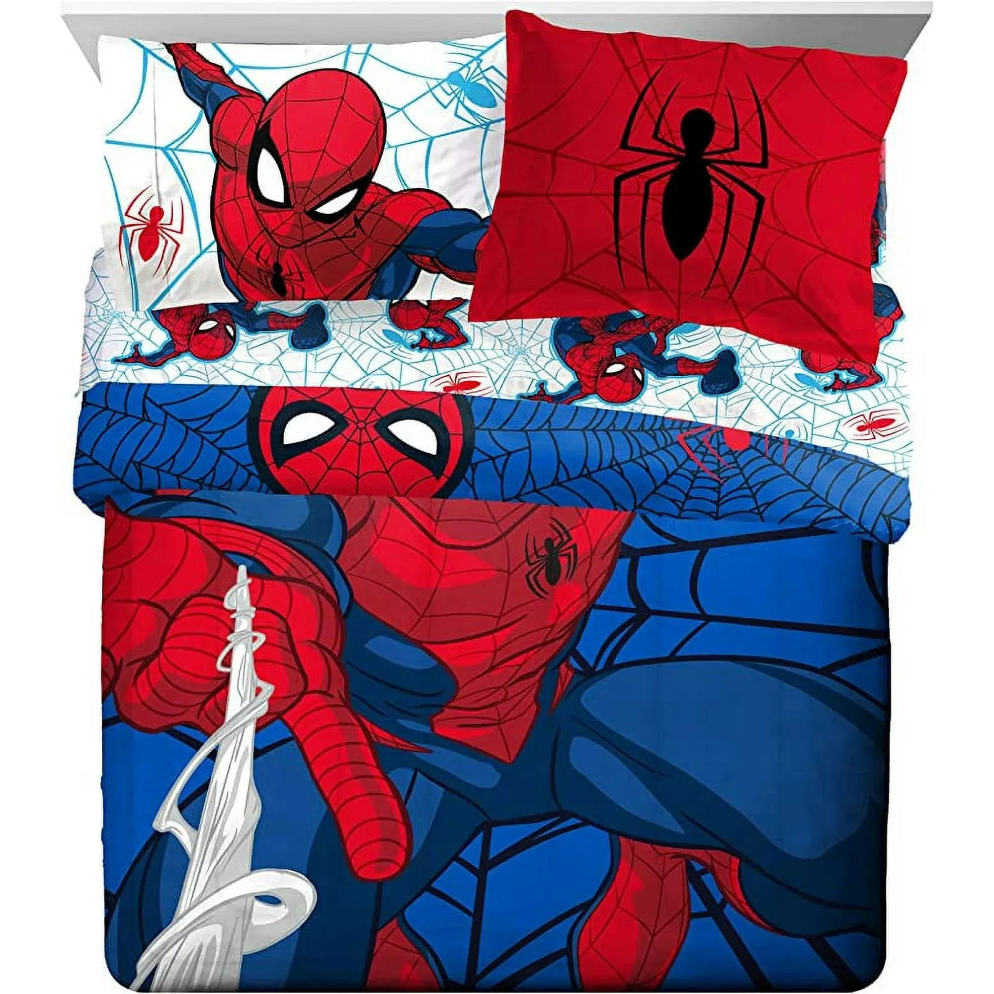 Jay Franco JF42267EPCD Marvel Spiderman Webtastic 7 Piece Queen Bed Set, Blue