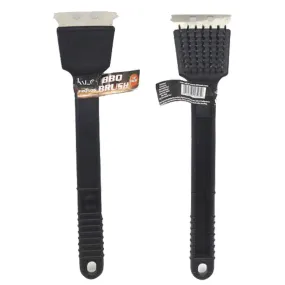 Katzco 12 Inch BBQ Grill Brush - 2 Pieces Stainless Steel Bristles and Scraper - Cleaning