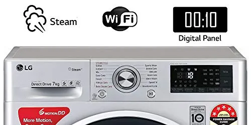 LG 7 Kg 5 Star Inverter Wi-Fi Fully-Automatic Front Loading Washing Machine (FHT1207ZWL, Luxury Silver, Steam)