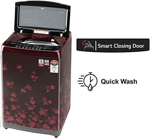 LG 7.0 Kg Inverter Fully-Automatic Top Loading Washing Machine (T70SJDR1Z, Red Floral)