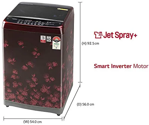 LG 7.0 Kg Inverter Fully-Automatic Top Loading Washing Machine (T70SJDR1Z, Red Floral)