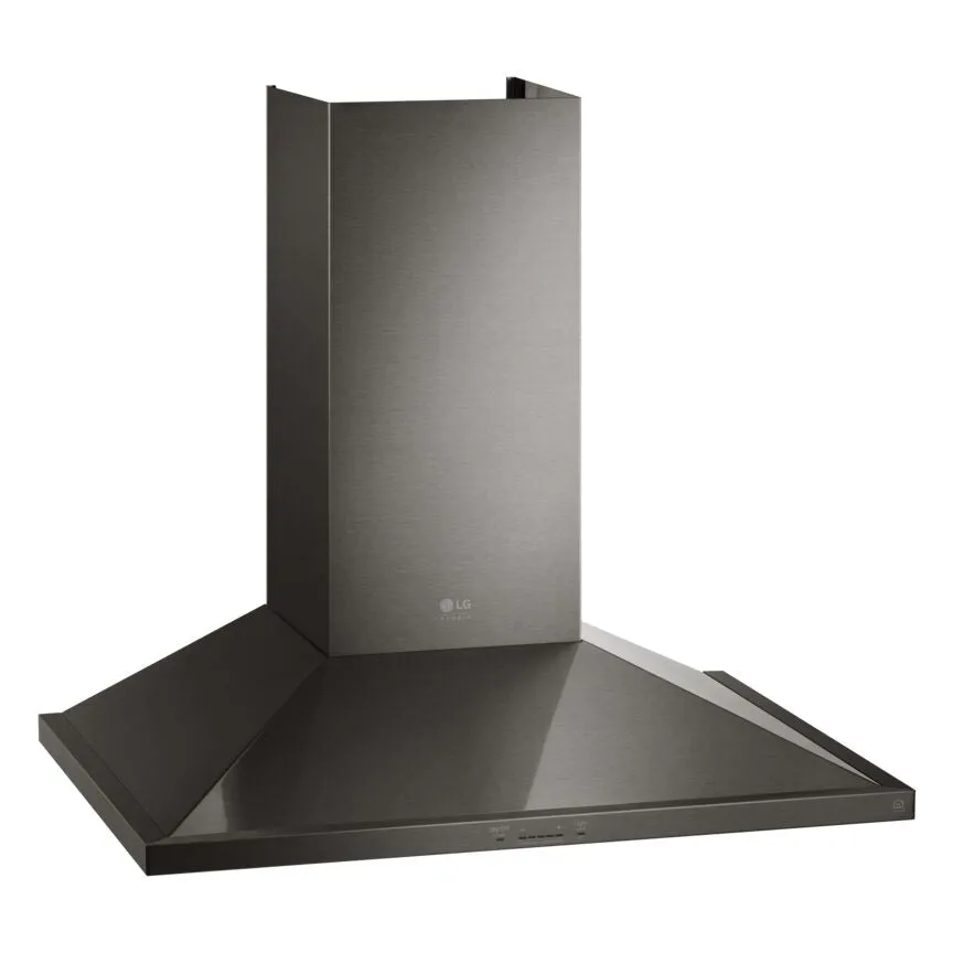 LG Smudge Resistant Black Stainless Steel 600 CFM 30" Wall Mount Chimney Range Hood - LSHD3080BD